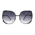 thumbnail image 1 of Womens Oversize Jewel Metal Rim Butterfly Designer Sunglasses Black Smoke, 1 of 4