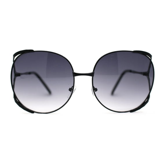 Womens Oversize Jewel Metal Rim Butterfly Designer Sunglasses Black Smoke