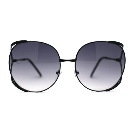 Womens Oversize Jewel Metal Rim Butterfly Designer Sunglasses Black Smoke