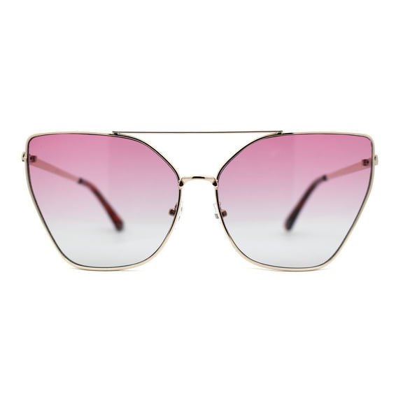 Womens Oversize Metal Rim Cat Eye Designer Sunglasses Silver Pink Grey