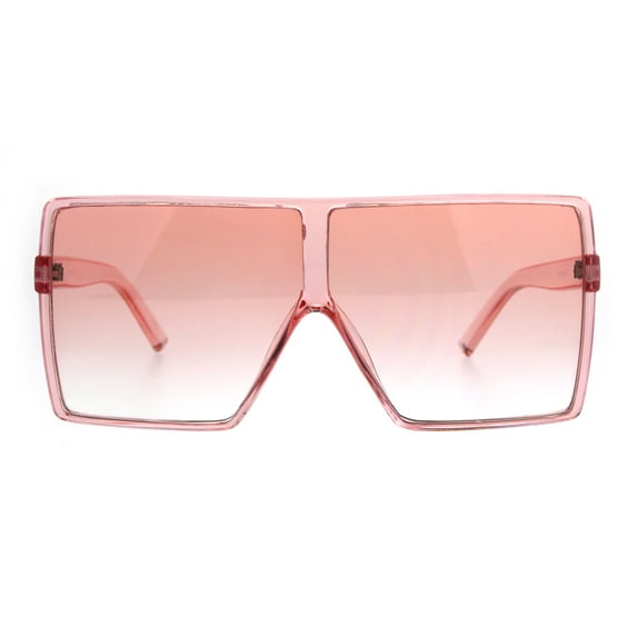 Womens Oversize Mobster Pop Color Rectangular Plastic Sunglasses Pink