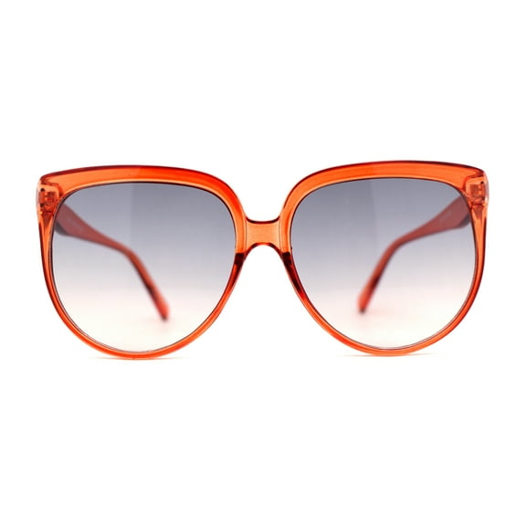 Womens Oversize Nerdy Round High Temple Horn Rim Sunglasses Light Red Smoke