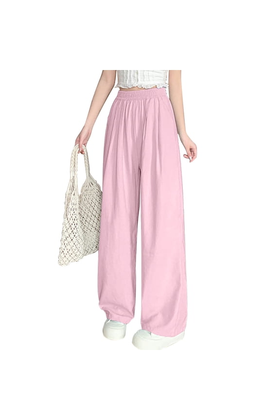 Womens Oversize Pants Spring Casual Wide Leg High Waits Solid Color Loose Trousers Comfortable Clothes