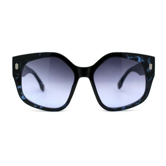 Womens Oversize Pentagon Size Lens Thic Horn Rim Vintage Style Sunglasses Blue Tortoise Smoke