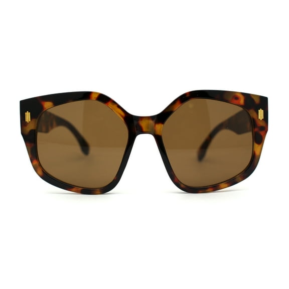 Womens Oversize Pentagon Size Lens Thic Horn Rim Vintage Style Sunglasses Tortoise Gradient Brown