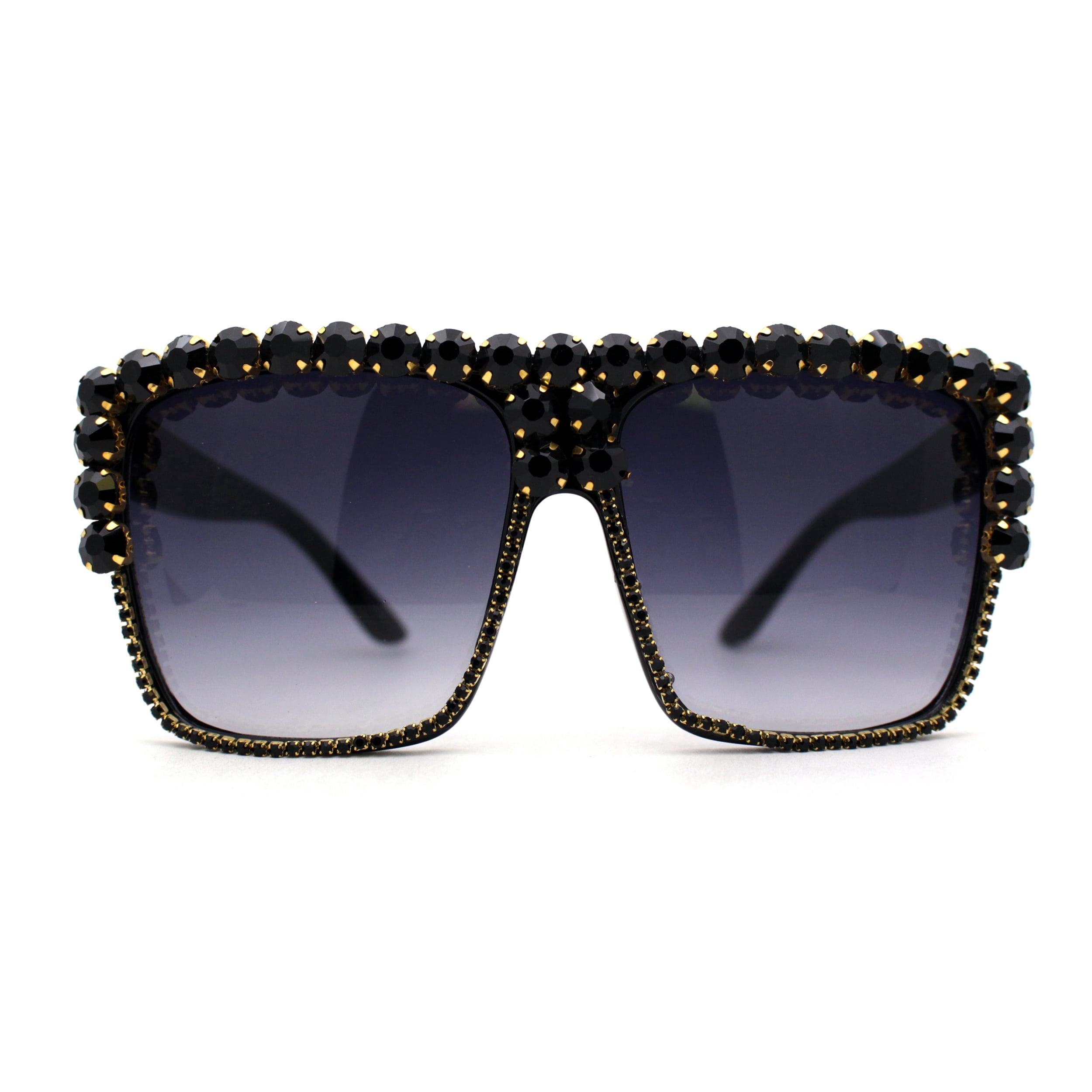 Diva Rhinestone Sunglasses Amazon.com: SA106 Womens Square Rhinestone Rectangle Jewel  main image 2