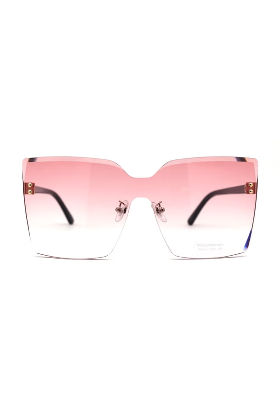 Womens Oversize Rimless Chic Squared Butterfly Sunglasses Gold Black Pink