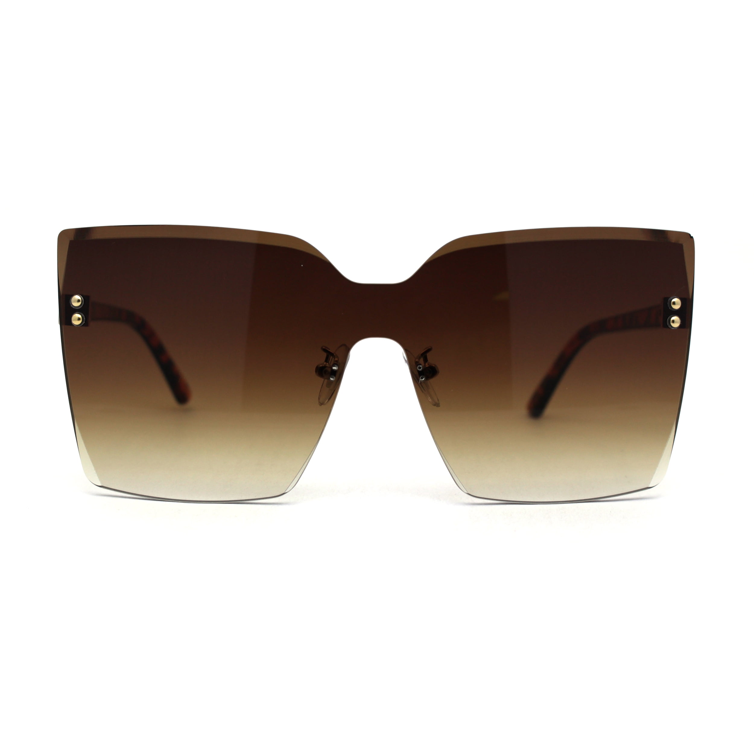 Womens Oversize Rimless Chic Squared Butterfly Sunglasses 