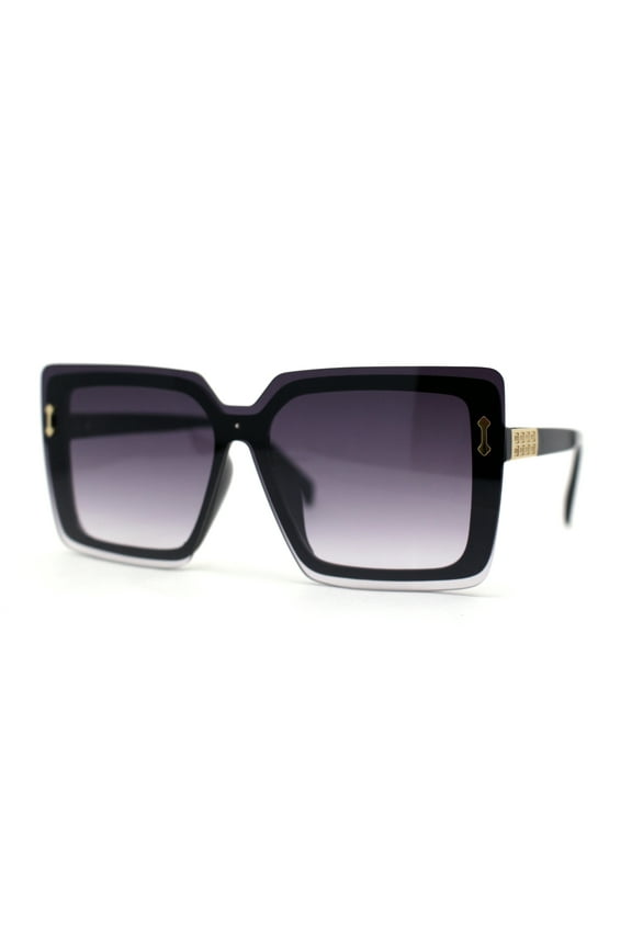 Womens Oversize Rimless Shield Butterfly Designer Chic Sunglasses Black Smoke