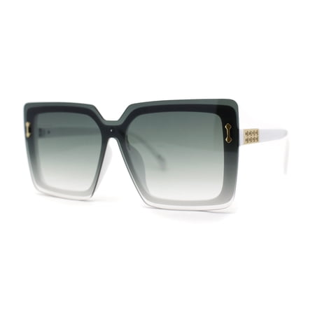 Womens Oversize Rimless Shield Butterfly Designer Chic Sunglasses White Green