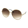 thumbnail image 1 of Womens Oversize Round Inlay Tortoise Metal Rim Fashion Sunglasses Gold - Brown, 1 of 4