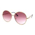 thumbnail image 1 of Womens Oversize Round Inlay Tortoise Metal Rim Fashion Sunglasses Gold - Burgundy, 1 of 4