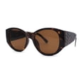 thumbnail image 1 of Womens Oversize Round Thick Temple Chic Plastic Cat Eye Sunglasses Tortoise Brown, 1 of 4