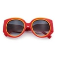 thumbnail image 1 of Womens Oversize Round Thick Temple Plastic Designer Fashion Diva Sunglasses Red Orange - Smoke, 1 of 8