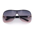 thumbnail image 1 of SA106 Womens Oversize Shield Curved Wrap Around Fashion Sunglasses / Gold Frame - Black Brown Lens, 1 of 7