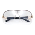thumbnail image 1 of SA106 Womens Oversize Shield Curved Wrap Around Fashion Sunglasses / Gold Frame - Grey Clear Lens, 1 of 7