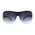 thumbnail image 1 of Womens Oversize Shield Curved Wrap Around Designer Sunglasses Gold Smoke, 1 of 4