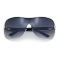 thumbnail image 1 of SA106 Womens Oversize Shield Curved Wrap Around Fashion Sunglasses / Gold Frame - Gradient Black Lens, 1 of 7