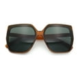 thumbnail image 1 of Womens Oversize Square Minimal Chic Mod Inset Lens Sunglasses Brown - Green, 1 of 9