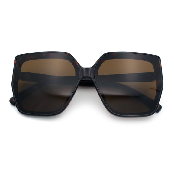 Womens Oversize Square Minimal Chic Mod Inset Lens Sunglasses Tortoise - Brown