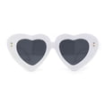 thumbnail image 1 of Womens Oversize Thick Heart Shape Funky Retro Sunglasses White Black, 1 of 4