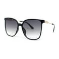thumbnail image 1 of Womens Oversized 90s Fashion Thin Plastic Horn Rim Sunglasses Black - Smoke, 1 of 4