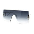 thumbnail image 1 of Womens Oversized Beveled Rimless Rectangle Mono Lens Sunglasses Silver - Smoke, 1 of 4