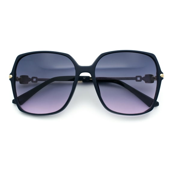 Womens Oversized Butterfly Rectangle Fashion Rhinestone Arm Sunglasses All Navy