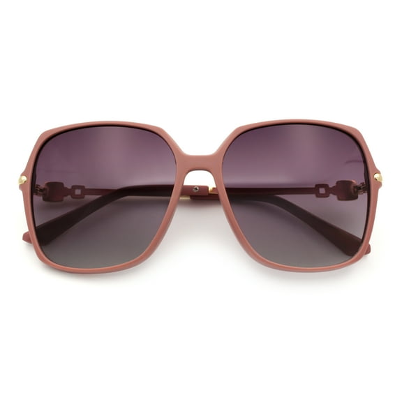 Womens Oversized Butterfly Rectangle Fashion Rhinestone Arm Sunglasses Pink - Purple