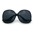 thumbnail image 1 of Womens Oversized Butterfly Swan Drop Temple Plastic Sunglasses All Black, 1 of 7