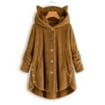 thumbnail image 1 of Womens Oversized Button Down Sherpa Jacket Plus Size Fleece Hoodie Warm Winter Teddy Coat Outerwear, 1 of 5