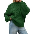 thumbnail image 1 of Womens Oversized Cable Knit Sweaters 2025 Fall Winter Trendy Button Up Turtleneck Chunky Pullover Sweater Tops, 1 of 7