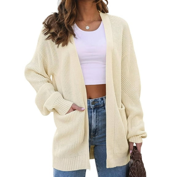 Womens Oversized Cardigan Soft Knit Cardigan Sweater with Pockets Apricot XL