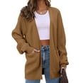 thumbnail image 1 of Womens Oversized Cardigan Soft Knit Cardigan Sweater with Pockets Camel L, 1 of 5