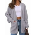 thumbnail image 1 of Womens Oversized Cardigan Soft Knit Cardigan Sweater with Pockets Grey L, 1 of 5