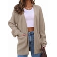 thumbnail image 1 of Womens Oversized Cardigan Soft Knit Cardigan Sweater with Pockets Khaki S, 1 of 4