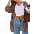 thumbnail image 1 of Womens Oversized Cardigan Soft Knit Cardigan Sweater with Pockets Khaki XXL, 1 of 6