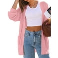 thumbnail image 1 of Womens Oversized Cardigan Soft Knit Cardigan Sweater with Pockets Pink M, 1 of 6