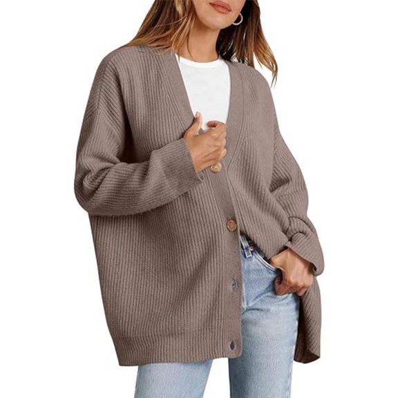 Womens Oversized Cardigan Sweater Loose V Neck Slouchy Style Fall Outfits Button Front Trendy Coat