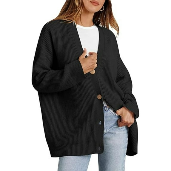 Womens Oversized Cardigan Sweater Loose V Neck Slouchy Style Fall Outfits Button Front Trendy Coat