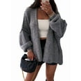thumbnail image 1 of Womens Oversized Cardigan Sweaters 2025 Fall Long Lantern Sleeve Knit Open Front Light-Weight Sweater Dark Gray M, 1 of 6