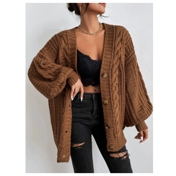 Womens Oversized Cardigan Sweaters Fall Winter Lightweight Soft Knit Cardigan Open Front Button Outwear Coats
