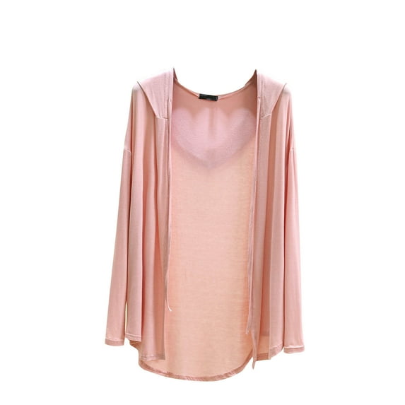 Womens Oversized Cardigan Sweaters New Women Casual Lightweight Open Front Cardigans Long Sleeve Hooded Sweater Lightweight Solid Color Outerwear Pinky XL