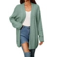 thumbnail image 1 of Womens Oversized Cardigan Sweaters Open Front Cable Knit Lantern Long Sleeve Chunky Outwear Coats Green L, 1 of 9