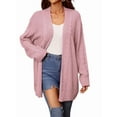 thumbnail image 1 of Womens Oversized Cardigan Sweaters Open Front Cable Knit Lantern Long Sleeve Chunky Outwear Coats Pink S, 1 of 9