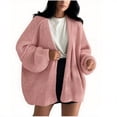 thumbnail image 1 of Womens Oversized Cardigan Sweaters Open Front Chunky Knit Casual Long Lantern Sleeve Fall Sweater Coats (S, Pink), 1 of 2