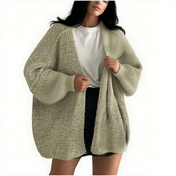 Womens Oversized Cardigan Sweaters Open Front Chunky Knit Casual Long Lantern Sleeve Fall Sweater Coats (XXL, Mint Green)