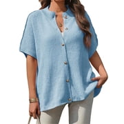 Women Oversized Cardigan Sweaters Short Sleeve Button Down Casual Lightweight Loose Knit Cardigans
