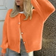 thumbnail image 1 of Womens Oversized Cardigans Button up Long Lantern Sleeve Knit Sweaters Casual Soft Fall Jacket Outerwear New Lightweight Cardigans for Women Orange M, 1 of 7