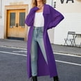 thumbnail image 1 of Womens Oversized Cardigans Ndbuld Women's Winter Casual Solid Lapel Cardigan Knitted Long Sleeve Top Sweater Coat Family Gifts Purple 3XL, 1 of 4